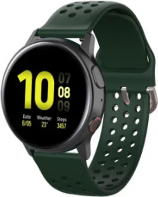Produktbild von Strap-it Samsung Galaxy Watch Active / Active 2 Silikonarmband mit Löchern (Armeegrün)