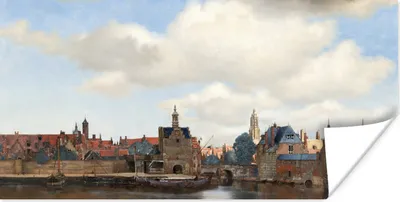 Produktbild von MuchoWow® Poster Ansicht von Delft - Gemälde von Johannes Vermeer 160x80 cm - Foto Poster