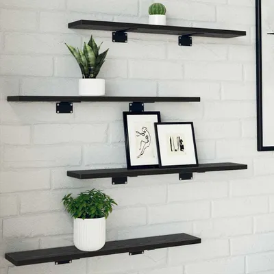 Immagine prodotto di Maison Exclusive - Ripiano 4 pezzi Nero 60 x 10 x 1,5 cm Materiale ligneo