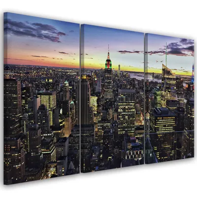 Produktbild von Triptychon auf leinwand städte & architektur - farbe 150x100 cm Feeby farbe wandbild bereit zum aufhängen