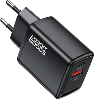 Produktbild von AdroitGoods Usb-A/C Schnellladegerät - 20W Ladegerät mit QC3.0 - Universaladapter - Handy-Ladegerät - Schwarz