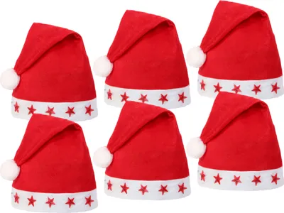 Produktbild von Blink LED Weihnachtsmützen Rot mit Leuchtsterne Blinksterne Sterne 15, wählen:6 Stück