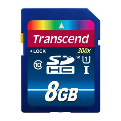 Produktbild von Transcend 8GB SDHC Class 10 UHS-I, 8 GB, SDHC, Klasse 10, NAND, 90 MB/s, Class 1 (U1)