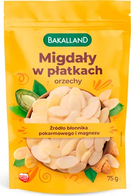 Zdjęcie produktu dla Bakalland Migdały Orzechy W Płatkach 75 G