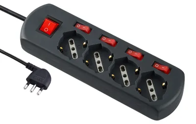Obrázok produktu pre Electraline 61912, viacnásobná zásuvka s 4 zásuvkami, univerzálne použitie, s ochranným krytom