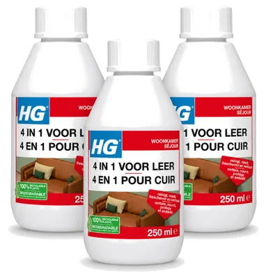 Produktbild von 3 x HG 4-in-1 Lederpflege - Reinigt, pflegt und schützt - 250 ml - Vorteilspackung - 3 Stücke