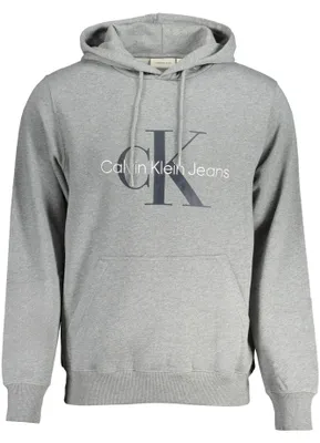 Produktbild von Herren Hoodie Grau – Baumwolle, Kapuze, Bauchtasche, Kontrastdetails