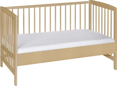 Produktbild von Schardt Beistellbett Micky, natur lackiert, 60x120 cm, Buche Massivholz, Multifunktionsbett (Gitterbettfunktion), schadstofffreier Lack auf Wasserbasis, inkl. Umbauseite, stufenlose Höhenverstellung (19-45cm), an jedes Elternbett anpassbar, fördert Elternkontakt.