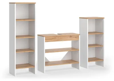 Immagine prodotto di Set di mobili da bagno Vicco Karli Bianco/Rovere dorato 3 parti, Model 60708