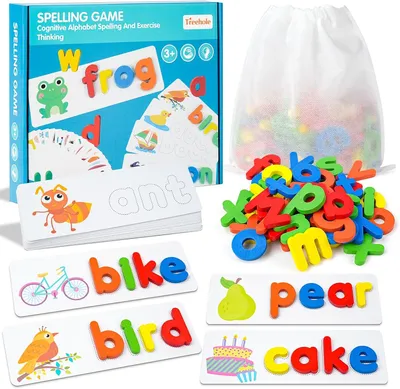 Produktbild von Buchstaben Lernen Lernspiele, Buchstaben Lernspiel ab 3 4 5 6 7 8 Jahre Mädchen, Montessori Spielzeug ab 3-8 Jahre Buchstaben Spiel, Holz Steckpuzzle