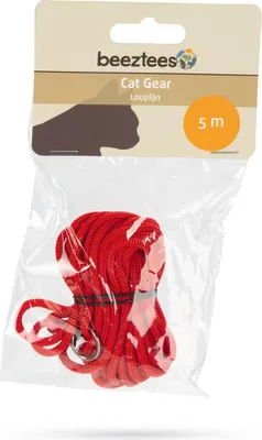 Image de Laisse pour chats Beeztees 5 m - Rouge - Pour chats d'extérieur