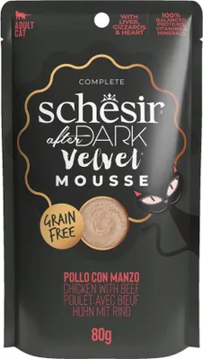 Obrázek produktu pro Schesir 21232304, Dospělý jedinec, Jakékoli plemeno, Hovězí, Kuřecí maso, 80 g, Bez obilovin