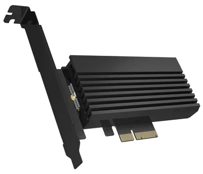 Produktbild von ICY BOX IB-PCI214M2-HSL, PCIe-Karte, 1x M.2 PCIe (NVMe) SSD zu PCIe 4.0 x4 über M-Key Sockel, Low + High Profile, inkl. passiv Kühlkörper, PCIe, M.2, PCIe 4.0, Schwarz, Passiv, China