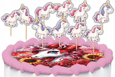 Produktbild von Tortenstecker Kuchendeko Set - Einhorn UNICORN 10 Stück