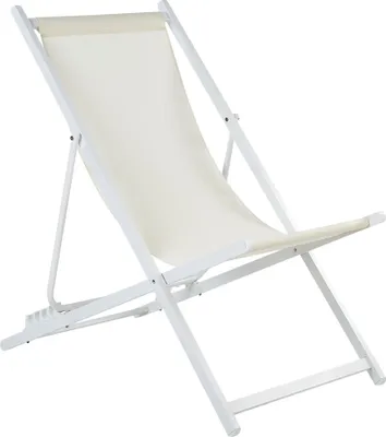 Produktbild von BELIANI Liegestuhl Weiß Aluminium Mesh Hellbeige Faltbar Klappbar Verstellbar Modern Garten Terrasse Outdoor Balkon Möbel Ausstattung