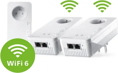 Produktbild von Devolo Magic 2 WiFi 6 next - Multiroom Kit, 3000 Mbit/s, IEEE 802.3u, IEEE 802.11a, IEEE 802.11b, IEEE 802.11g, IEEE 802.11n, IEEE 802.11ac, IEEE 802.11ax,..., Typ E, Gigabit Ethernet, 10,100,1000 Mbit/s, Wi-Fi 6 (802.11ax)