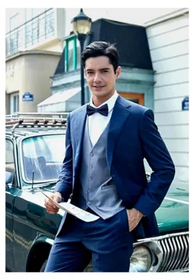 Produktbild von Vorgebundene Fliege für Herren mit Einstecktuch Set in einfarbig für Anzug und Smoking, Hochzeit