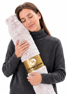 Produktbild von Warmwasserflasche mit Bezug und Tragegriffen, 75 x 13 cm, Naturkautschuk, für Rücken und Nacken