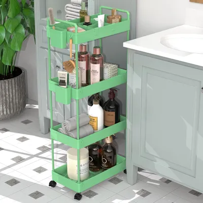 Image de Chariot de cuisine à 4 niveaux - Multifonctionnel et pratique - Vert