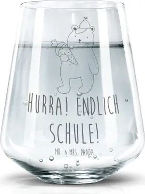 Produktbild von Mr. & Mrs. Panda Glas Bär Schultüte - Transparent - Geschenk, Erster Schultag, Wasserglas, getränkebecher, Teddy, Einschulung, Tumbler, Trinkglas, Schulanfang