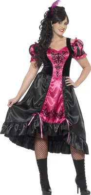 Produktbild von Smiffys - "Curves Sassy Saloon" Kostüm - Damen SM2970 (XXL) (Pink/Schwarz)
