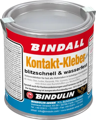 Produktbild von Bindulin Kontaktkleber 200g blitzschnell wasserfest zäh-elastisch für Kunststoff, Holz, Metall