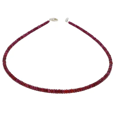 Produktbild von Kette Collier aus echtem Rubin & 925 Silber Edelsteinkette rot Rubinkette für Damen