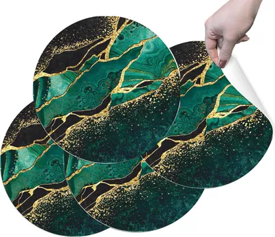 Produktbild von HUBDECO Strapazierfähige Schützende Esstischmatten - Set mit 4 abwaschbaren Vinyl-Tischmatten - Platzdeckchen für Küche - Tischmatte - Tischsets Abwaschbar - 36 x 36 cm - Marmor 1