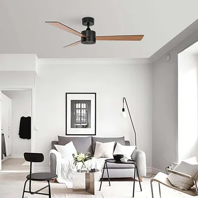 Produktbild von Deckenventilator MARDEL 132 cm ohne Beleuchtung, leiser DC-Motor, Fernbedienung, Sommer-/Winterbetrieb, wendbare Flügel, weiß/schwarz/holzfarben