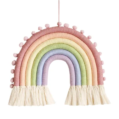 Produktbild von Regenbogen Wandbehang Makramee Wandteppich Deko für Schlafzimmer Zuhause Kinder Mädchen Kindergeburtstag Deko,(Stil 1)