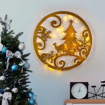 Image de Wallity, XMASGOLD - 027, sculpture murale, or, 100 % MÉTAL, 60 x 60 cm