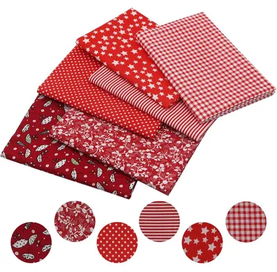 Obrázok produktu pre Súprava látok na patchwork – 6 kusov – 100% bavlna – Rozmer 50 x 80 cm – Ideálne na šitie/quiltovanie – Mäkká/priedušná tkanina – Sada látok