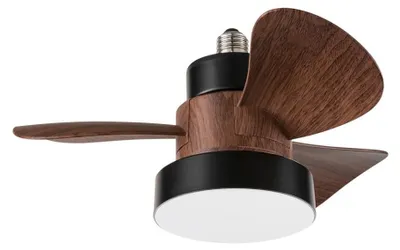 Image de Ventilateur Plafond Perenz Noyer - Led 15W, Pales Abs, 3 Vitesses, Silencieux, Télécommande, E27, D36Cm, Design Naturel