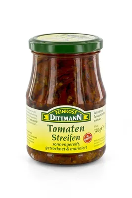 Obrázek produktu pro Feinkost Dittmann Sušené a marinované proužky rajčat, 340 g