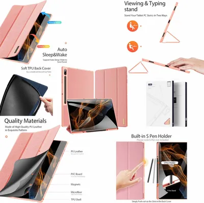 Obrázek produktu pro Pro Samsung Galaxy Tab S8 Ultra Pouzdro kryt pouzdro Wake UP Smart Pink Case
