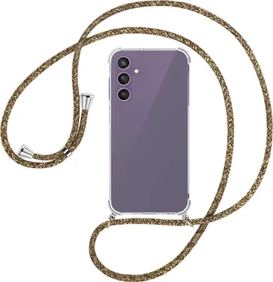 Produktbild von Handykette Backcover-Schutzhülle mit Band (Metall silberfarben) für Samsung Galaxy A25 5G - braun+beige