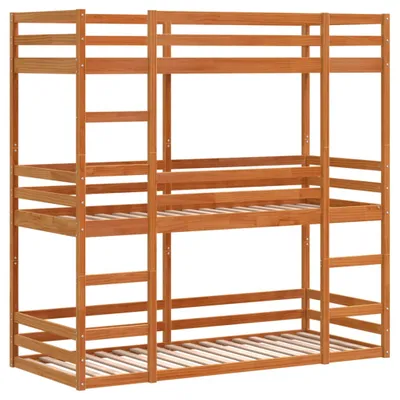 Image de Lit superposé triple sans matelas 90x190 cm bois de pin massif