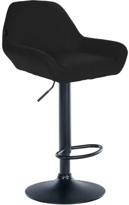 Produktbild von CLP Barhocker höhenverstellbar Braga, Thekenhocker Stoffbezug mit Rückenlehne | Farbe schwarz Gestell Farbe schwarz