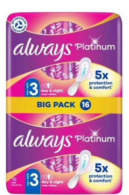 Image de Always, serviettes hygiéniques Platinum Ultra Night, 16 pièces