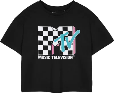 Obrázek produktu pro MTV - krátké tričko s logem pro ženy s krátkým rukávem NS8776 (M) (Black)