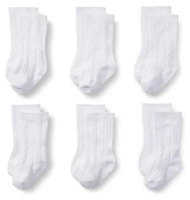 Productafbeelding van A. Essentials x Sofia Grainge Uni babykousen met kabelpatroon, 6 paar, wit