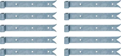 Image de Alberts 862503 Charnière à paumelle, droite, extrémité en queue de carpe, zinguée bleue par galvanisation, rouleau Ø 14 mm, dimensions 300 x 35 mm, lot de 10