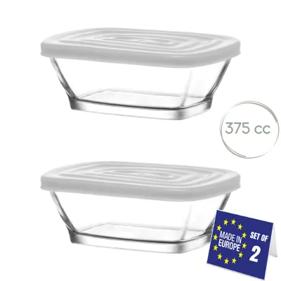 Produktbild von LAV Defne Glasbehälter mit Deckel – 375 ml (12 3/4 oz), 2er Set