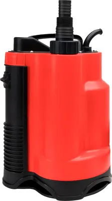 A red and black submersible pump is shown against a white background.