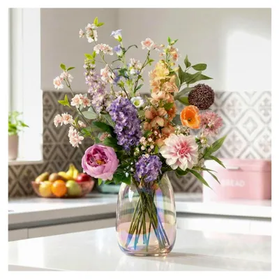 Produktbild von Kunstblumenstrauß Pastellwiese Deluxe - Real Touch - 15 Stiele - ↑ 100 cm