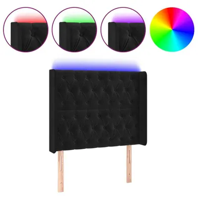 Image de vidaXL Tête de lit LED noir 93x16x118/128 cm velours