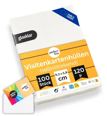 100 selbstklebende Visitenkartenhüllen, 95 x 60 mm, transparent