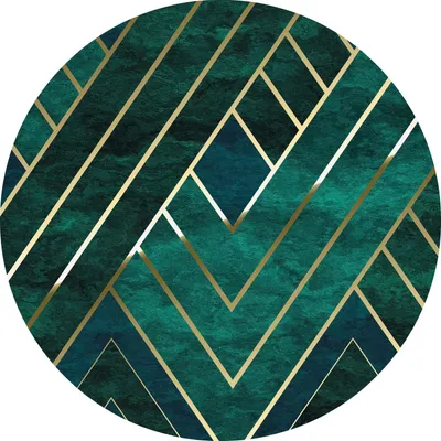 Productafbeelding van Sanders & Sanders zelfklevende behangcirkel art deco groen en goud Ø 125 cm