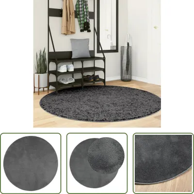 Immagine prodotto di The Living Store Tappeto OVIEDO a pelo corto antracite Ø 160 cm