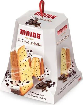 Produktbild von Maina Pandoro Il Cioccolotto con gocce di cioccolato Natürlich gesäuertes gebackenes Süßwarenprodukt mit dunklen Schokoladentropfen 750g